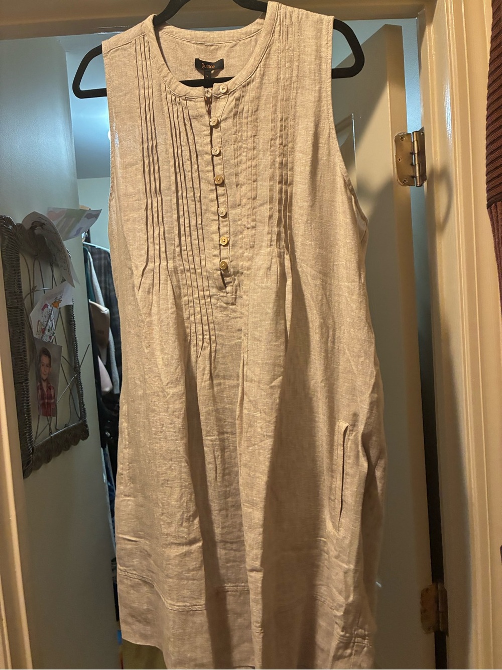 Quince Linen Midi Dress in Light Beige
